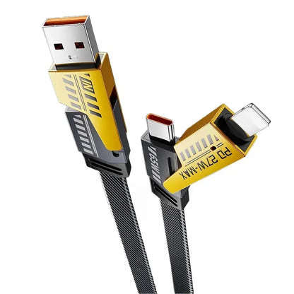 【Buy 1 Get 1 FREE】4-in-1 USB Charging Cable – 5FT Fast Charging MAX 100W, USB-A + Type-C, Aluminum Alloy – for iPhone, Samsung Galaxy, Android, iPad Pro