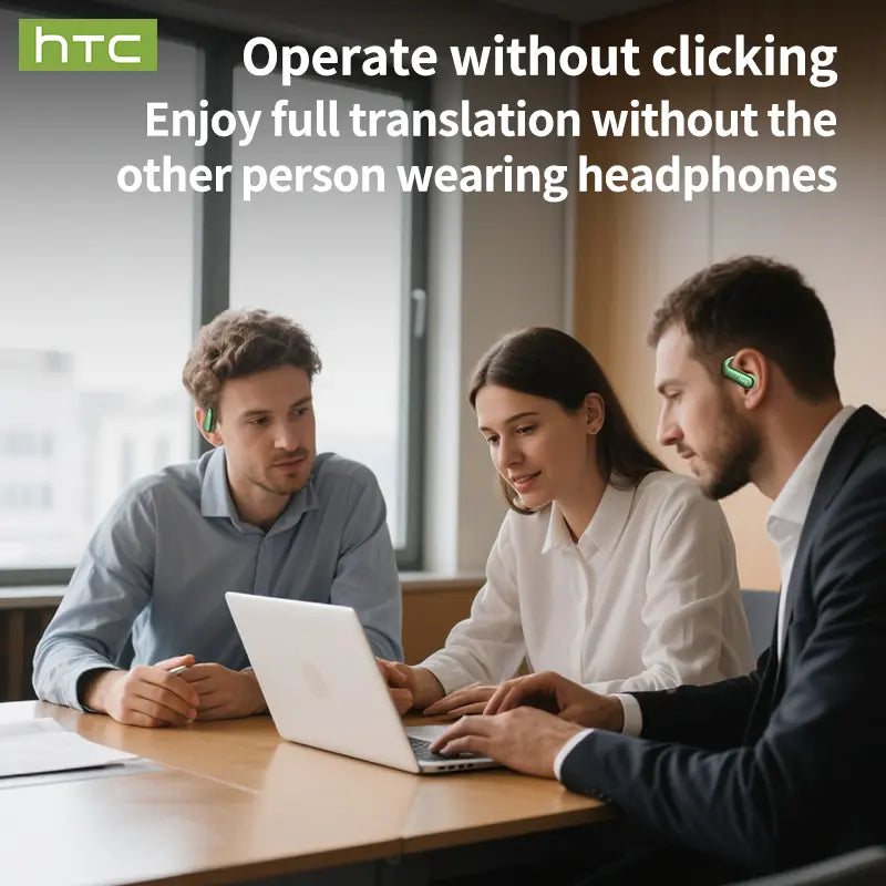 HTC NE38 OWS Wireless Translation Earbuds, Supports Real-Time Translation in 134 Languages With APP, Bluetooth 6.0 Earphones, IPX5 Waterproof, HIFI Sound Quality, Suitable for Office, Sports, Study and Audio Calls | Built-in Microphone | AI Headphones