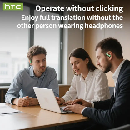 HTC NE38 OWS Wireless Translation Earbuds, Supports Real-Time Translation in 134 Languages With APP, Bluetooth 6.0 Earphones, IPX5 Waterproof, HIFI Sound Quality, Suitable for Office, Sports, Study and Audio Calls | Built-in Microphone | AI Headphones