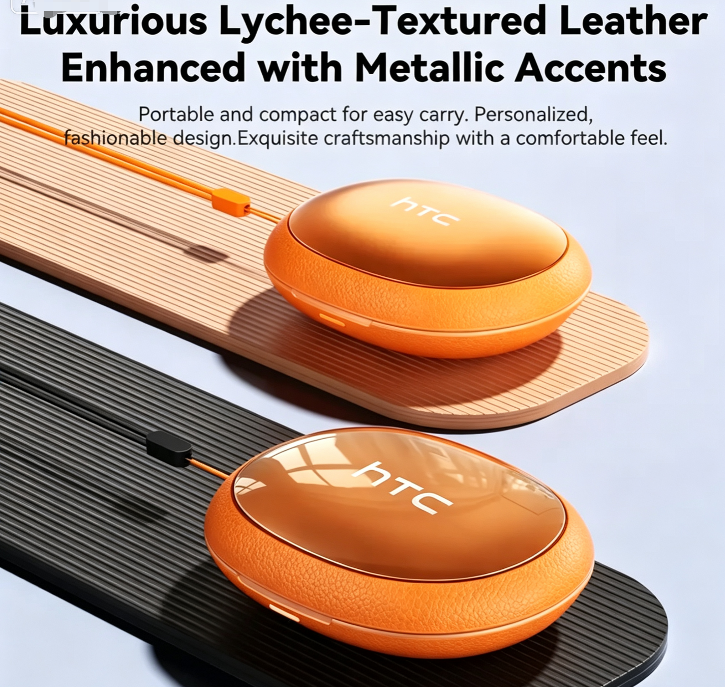 【Orange】HTC NE76 Bluetooth 6.0 Wireless Sleep Headphones. Features Bass & Noise Reduction. Invisible Flat Earbud Design improves sleep quality, zero pressure on ears while side sleeping. Ideal for travelers, side sleepers, and people with insomnia.