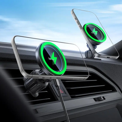 Lamicall Magnetic Wireless Charging Car Phone Mount - 360° Adjustable, Foldable, Powerful Suction Vacuum Hold, Stable Noiseless Auto Accessory, High Efficiency Charger for iPhone & Android Cars Tech Gadgets