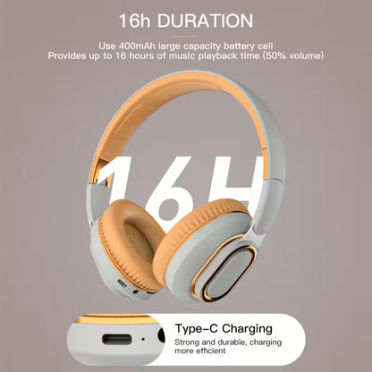 Shock Bass Wireless Over-Ear Headphones with Mic - FM Radio, TF Card, AUX, Foldable for Travel, Home and Office