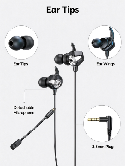 HP 3.5mm Wired Gaming Earbuds – Detachable HD Mic, Dual Drivers, Low Latency for PC, PS5 & Xbox