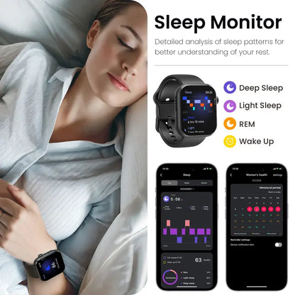 TOZO S6 Smartwatch - Ultra-Clear AMOLED Screen, Bluetooth Call, Sports Modes, Heart Rate and Sleep Oxygen Monitor, IP68 Water Resistant Fitness Tracker