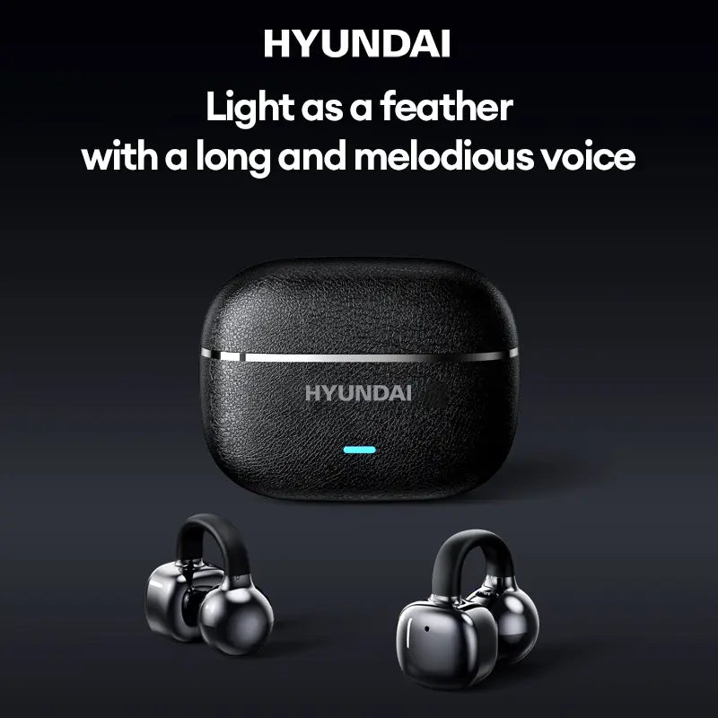 HYUNDAI C03 Clip-On Wireless Headphones - Bluetooth 6.0, 360° Panoramic Sound, IPX5 Water Resistant Earbuds for Sports, Music and Calls