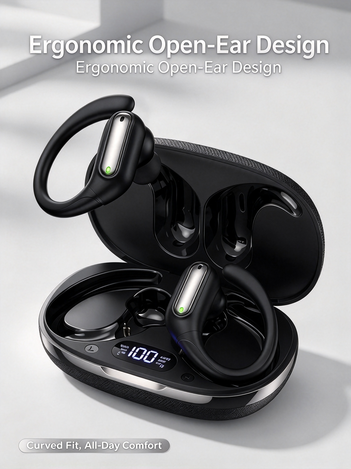 S13 Ear-Hook Bluetooth Earphones - ANC Noise Cancelling, Hi-Fi Sound, Long Battery for Sports