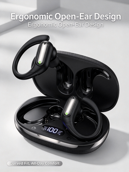 S13 Ear-Hook Bluetooth Earphones - ANC Noise Cancelling, Hi-Fi Sound, Long Battery for Sports