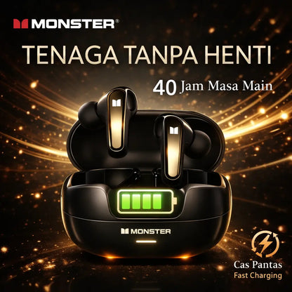 Monster MQT52 TWS Wireless Gaming Earbuds - Bluetooth 5.4, Hi-Fi Stereo, Noise Cancellation, Touch Controls, Long Battery Life