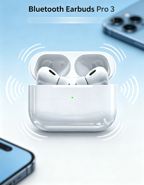 Pro 3 ANC Bluetooth Earbuds – Active Noise Cancelling, Extended Playtime, Touch Control for Sports & Work