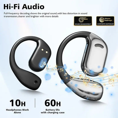 True Wireless Stereo Headphones – Long Battery Life, Open-Back Design, Touch Control, USB-C Charging, Ideal for Gaming & Calls