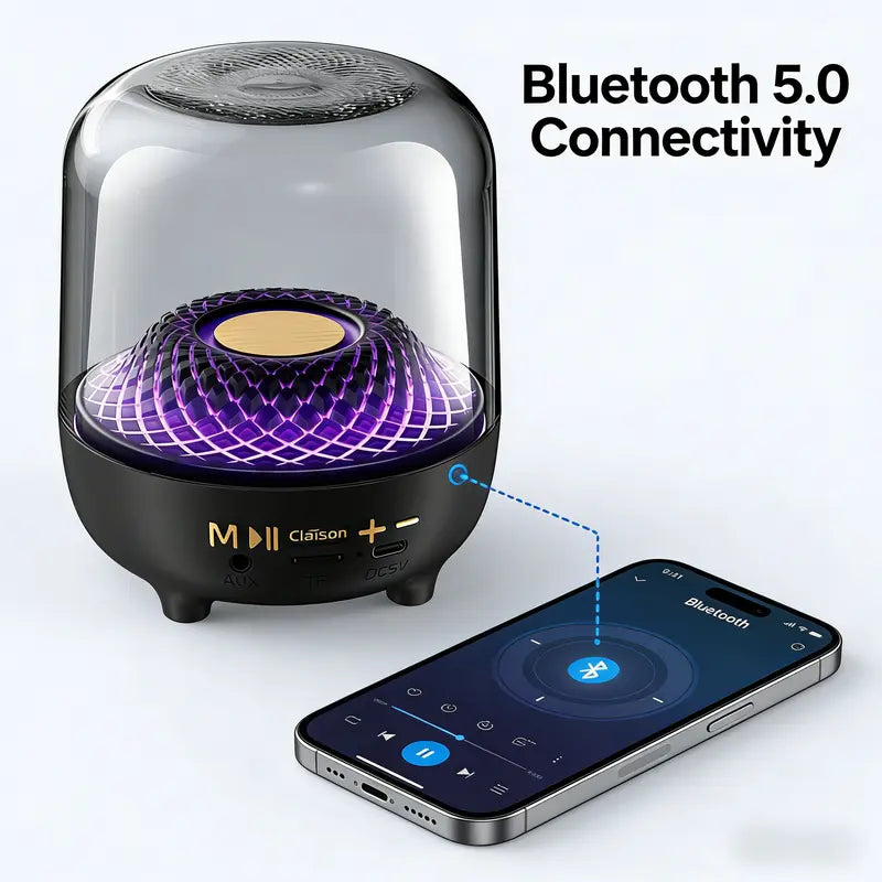 Aurestudia Sixth Generation Bluetooth Stereo Speaker with LED Light - Premium Bass, TWS Dual Technology for Mobile Phones and Home Theater Audio