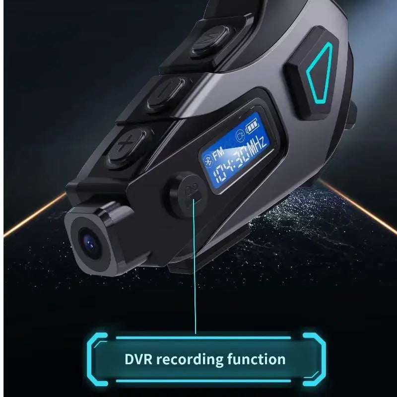 Motorcycle Helmet Wireless Headset, 1080P HD Dash Cam, Dashcam, Waterproof Bluetooth-compatible Earbuds, Ip65 Water Resistant, Fm Radio, 32GB Memory Card Included