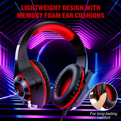 Gaming Headset with Noise-Canceling Mic – Deep Bass Stereo Sound, Compatible with PS4/PS5/Xbox One/Switch/PC