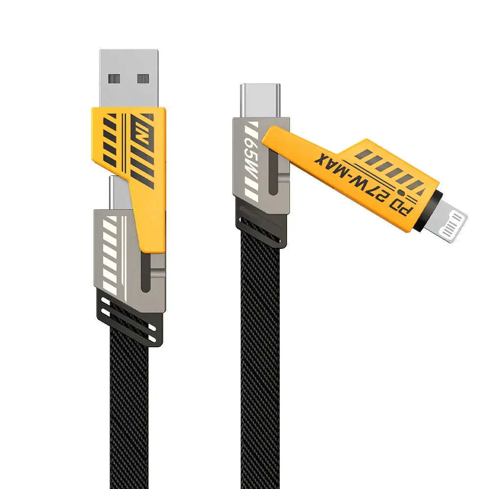 【Buy 1 Get 1 FREE】4-in-1 USB Charging Cable – 5FT Fast Charging MAX 100W, USB-A + Type-C, Aluminum Alloy – for iPhone, Samsung Galaxy, Android, iPad Pro