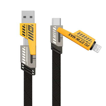 【Buy 1 Get 1 FREE】4-in-1 USB Charging Cable – 5FT Fast Charging MAX 100W, USB-A + Type-C, Aluminum Alloy – for iPhone, Samsung Galaxy, Android, iPad Pro