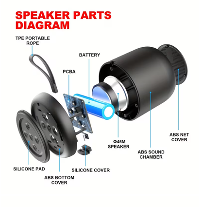 Black Portable Outdoor Wireless Speaker – TWS Pairing, Mini Subwoofer, Supports Hands-Free Calling