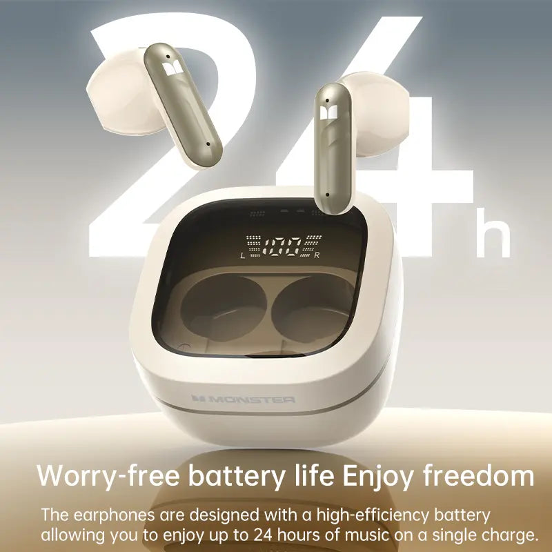 Monster W50 Wireless Sports Bluetooth Headset - Semi-In-Ear, Noise Reduction, Universal Long Battery Life