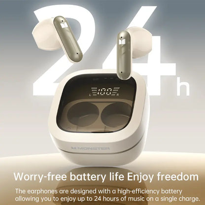 Monster W50 Wireless Sports Bluetooth Headset - Semi-In-Ear, Noise Reduction, Universal Long Battery Life