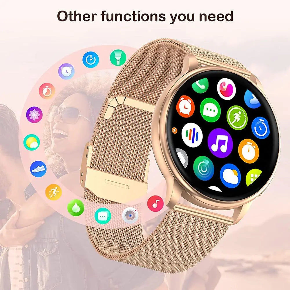 MEVADEN 1.32-inch Touch Screen Smartwatch with Replacement Band, Bluetooth Calling Sports Fitness Tracker Watch for iOS and Android Phone
