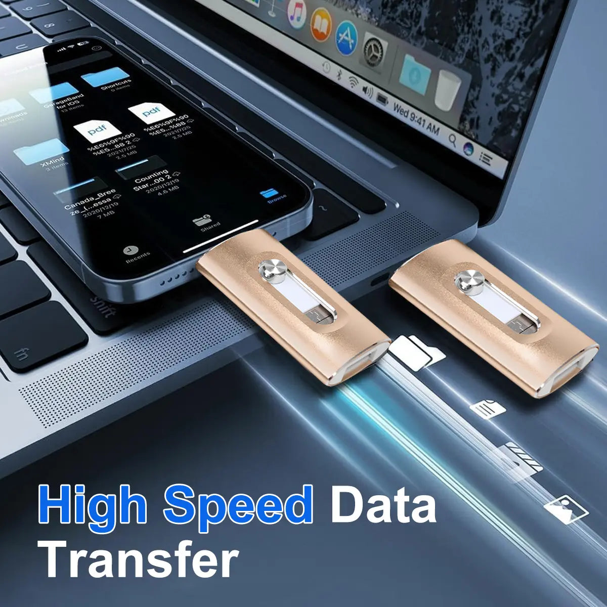 MFi Certified 256GB 4-in-1 Flash Drive - High Speed USB 3.0 Memory Stick for iPhone, iPad, Android and PC
