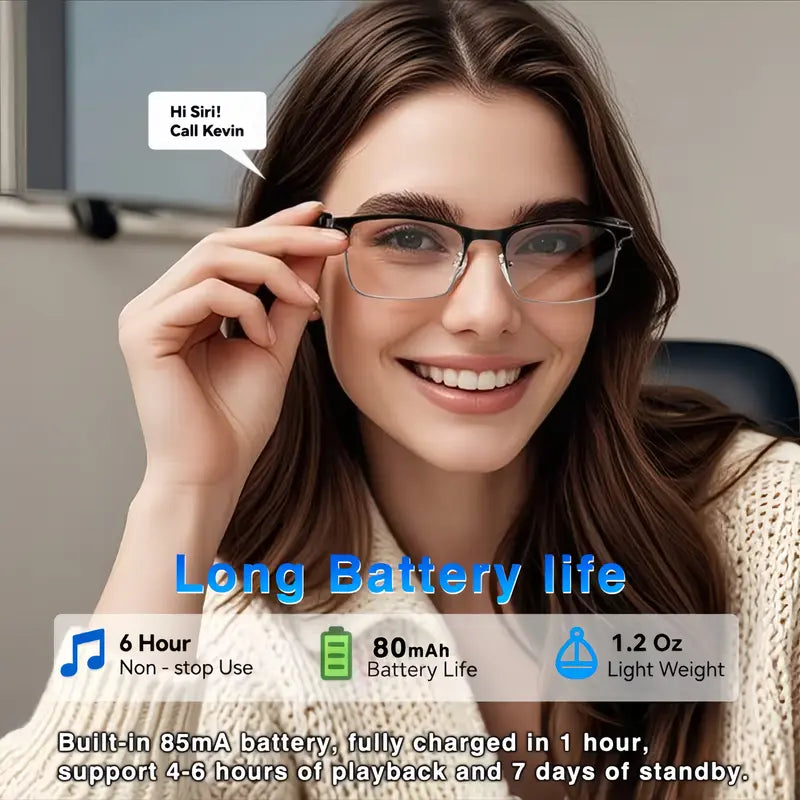 High-End AI Semi-Rimless Smart Glasses 164-Language Real-Time Translation | Open-Ear HD Audio, Bluetooth Calls & Music | Stylish Photochromic Lenses | Hands-Free, Lightweight & Comfortable for Daily Wear, Travel & Commuting | Easter gift