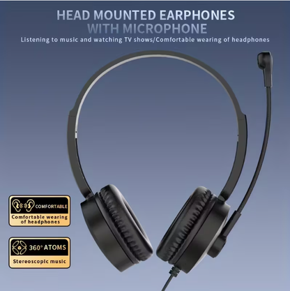 Wired Over-Ear Headset with Type-C – HD Call, Lightweight, for Business, Online Classes, Learning, Live Streaming, Music & Gaming