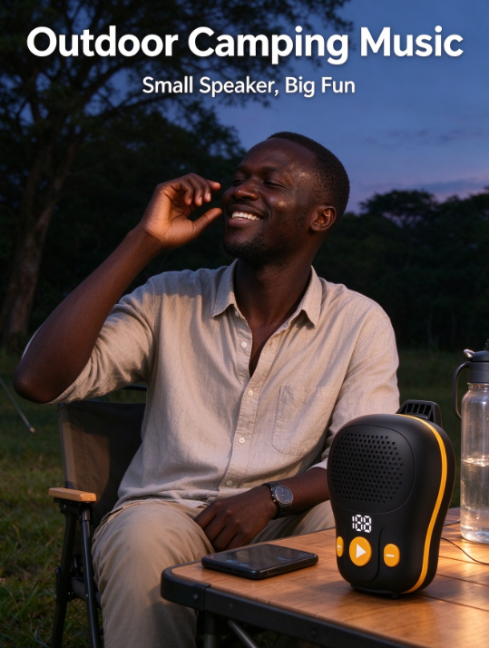 Clip-On Bluetooth Speaker – Portable Mini with Bass, LED Battery Display for Running & Cycling