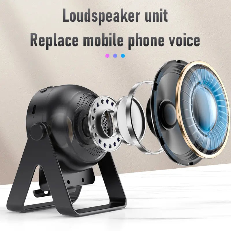 Wireless Induction Speaker, Cell Phone Stand with Bluetooth Speaker, Stereo Sound, RGB Ambient Light, Phone Holder Compatible with iPhone/iPad/Android/Samsung Galaxy-Black Adjustable Anniversary, Birthday, Audio