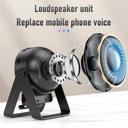 Wireless Induction Speaker, Cell Phone Stand with Bluetooth Speaker, Stereo Sound, RGB Ambient Light, Phone Holder Compatible with iPhone/iPad/Android/Samsung Galaxy-Black Adjustable Anniversary, Birthday, Audio