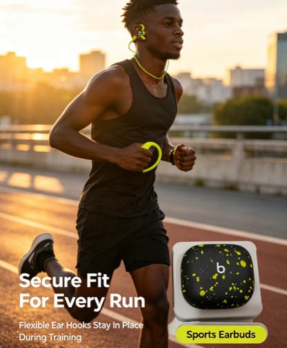 New Collaboration Power Pro2 Ear-Hook Wireless Sports Bluetooth Earphones with Pop-Up Display and Mic