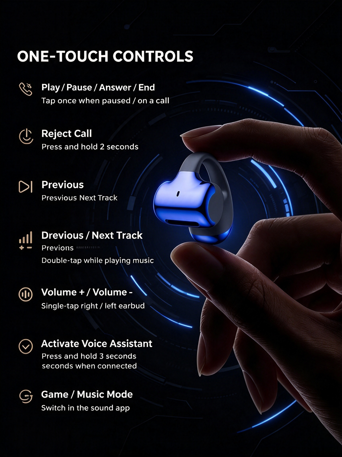 2026 New Collaboration Clip-On Earbuds - Sports Bluetooth Earphones with Premium Style