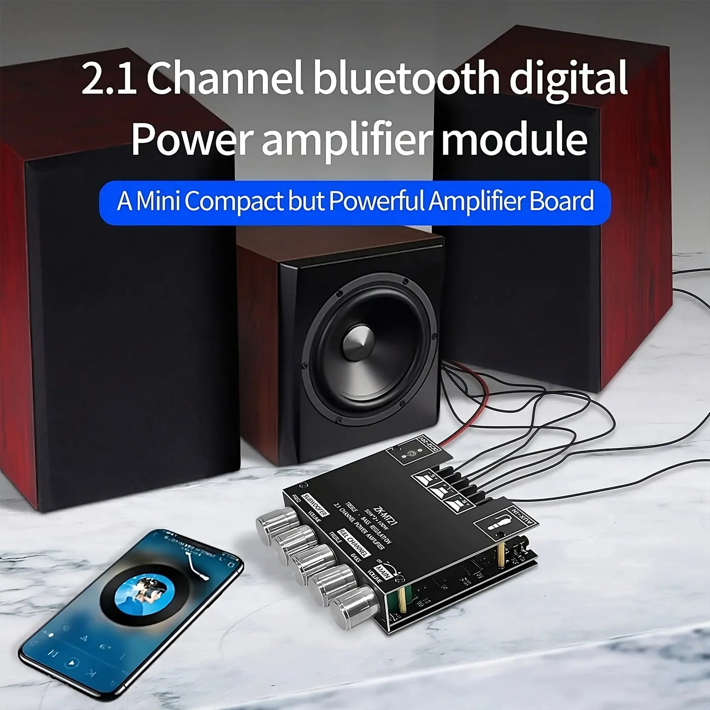 2.1 Channel Bluetooth Audio Power Amplifier Board Module for DIY Home Theater