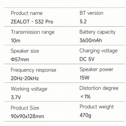 ZEALOT Portable Bluetooth Speaker – Outdoor Wireless, RGB Lights, IPX5, 12H Playback, Heavy Bass – Mini Lightweight for Camping & Hiking