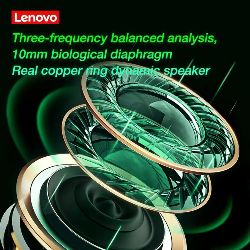 Lenovo XT92 Wireless Bluetooth-Compatible Headset - In-Ear Design with Power Display Charging Case, Low Latency Gaming Headphone for Daily Use