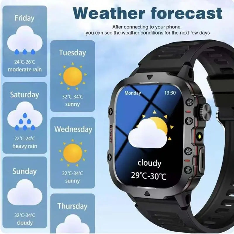 Multifunctional Smartwatch with LED Light – Fashionable Digital Watch, Multiple Sports Modes, Touchscreen, Wireless Call, Custom Photo & Health Tracker