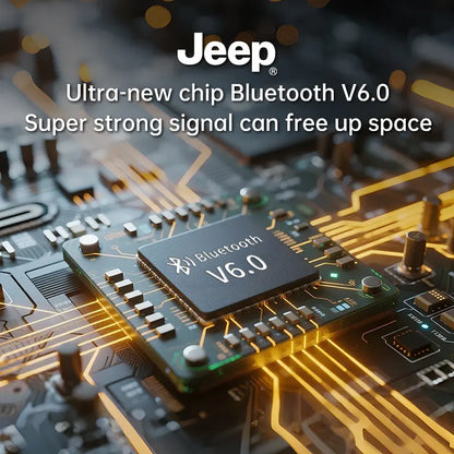Jeep Series Semi-In-Ear Bluetooth 6.0 Headphones - Type-C Charging, 5H Playback, HD Calls, Anti-Slip Silicone Cover