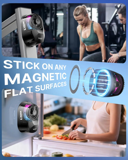 3-in-1 Portable Magnetic Bluetooth Speaker Headphones Phone Holder – Dual Separate Bluetooth 5.4, 600mAh Battery, Twin Wireless Speakers + Headphones for iPhone/Android, Travel Office Multi-Device