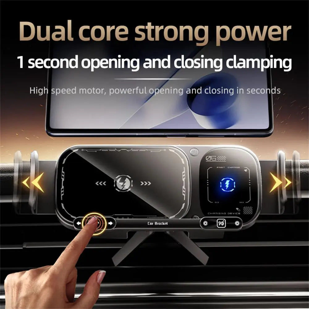 Magnetic Car Phone Holder Charger - 15W Fast Charging Wireless Stand