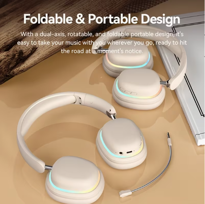 Over-Ear Bluetooth Headphones with Lighting Effects – Stylish & Trendy, Versatile for Entertainment & Study