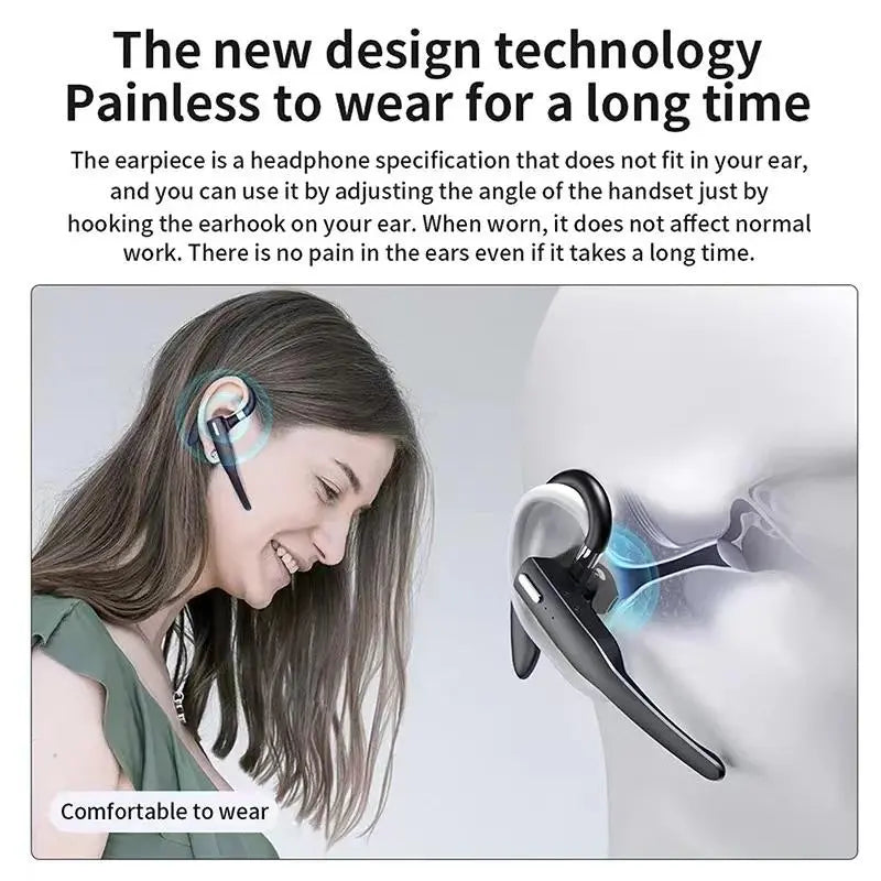 Wireless Ear Hook Design Headphone, Multipurpose Business Ear-mounted Bluetooth-compatible Headset, Noise Reduction Headphones for Business Travel, Noise Cancelling Headset, Wireless Chargeable Headphones, Noise Cancellation, Wireless Bt Headset