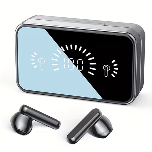 2025 New S20 Mirror Digital Display Bluetooth Earbuds – Wireless Noise Cancelling In-Ear Headphones, Ultra-Long Battery Life, Universal Compatibility