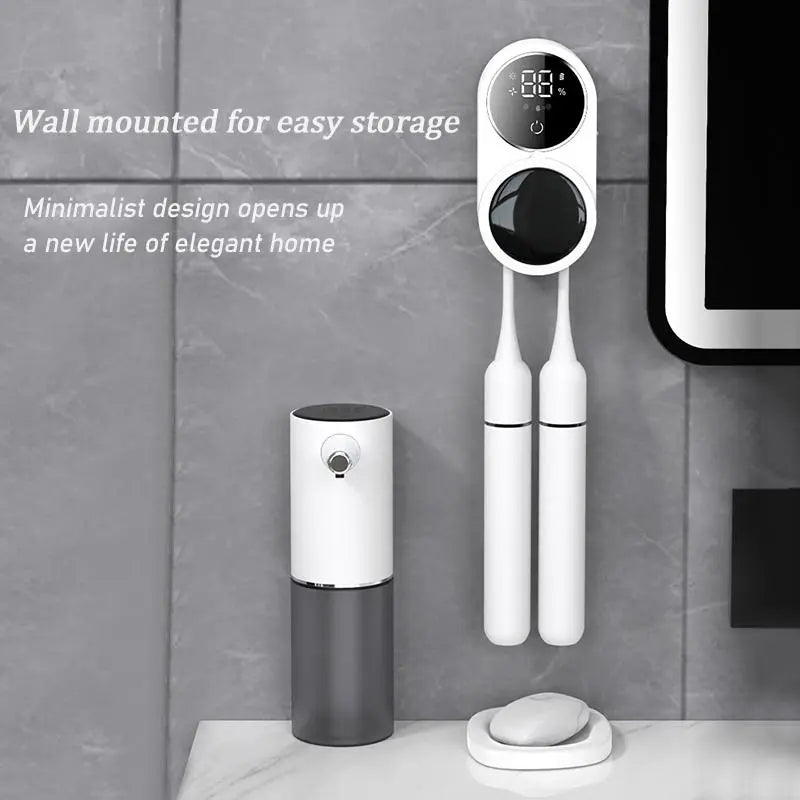 Wall Mounted Toothbrush Sterilizer, Rechargeable Toothbrush Holder, Toothbrush Sanitizer Holder, Toothbrush Holders For Bathrooms, Toothbrush Cleaner with LED Smart Screen, Personal Care Appliances, Bathroom Accessory