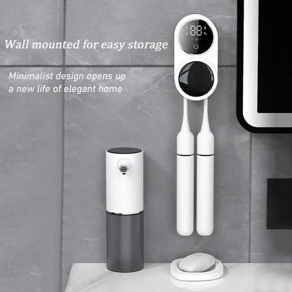 Wall Mounted Toothbrush Sterilizer, Rechargeable Toothbrush Holder, Toothbrush Sanitizer Holder, Toothbrush Holders For Bathrooms, Toothbrush Cleaner with LED Smart Screen, Personal Care Appliances, Bathroom Accessory