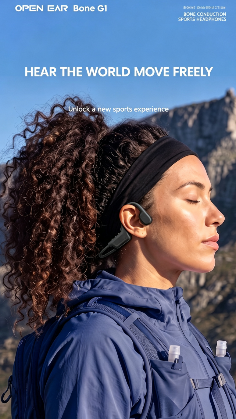 [New 2026] Bone Conduction Bluetooth Headphones, Sports Wireless Earphones, Waterproof Open-Ear Hook Headset for Running, Cycling, Fitness, Work and Driving