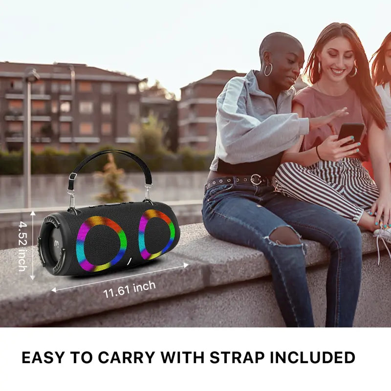 Portable Bluetooth Speaker Wireless with Lights, HD Stereo Sound, IPX4 Waterproof, TWS Pairing, BT5.3 with AUX Input, Small Speaker for Outdoor Home Camping Party, Ideal Electronics Gifts for Him, Her