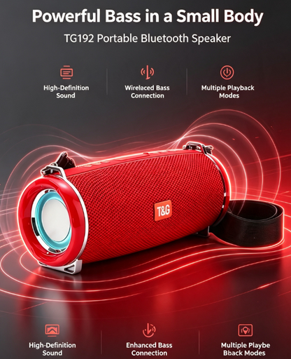 TG192 Portable Wireless Speaker – Glitter LED Lights, Music Player for Gaming & Festivals