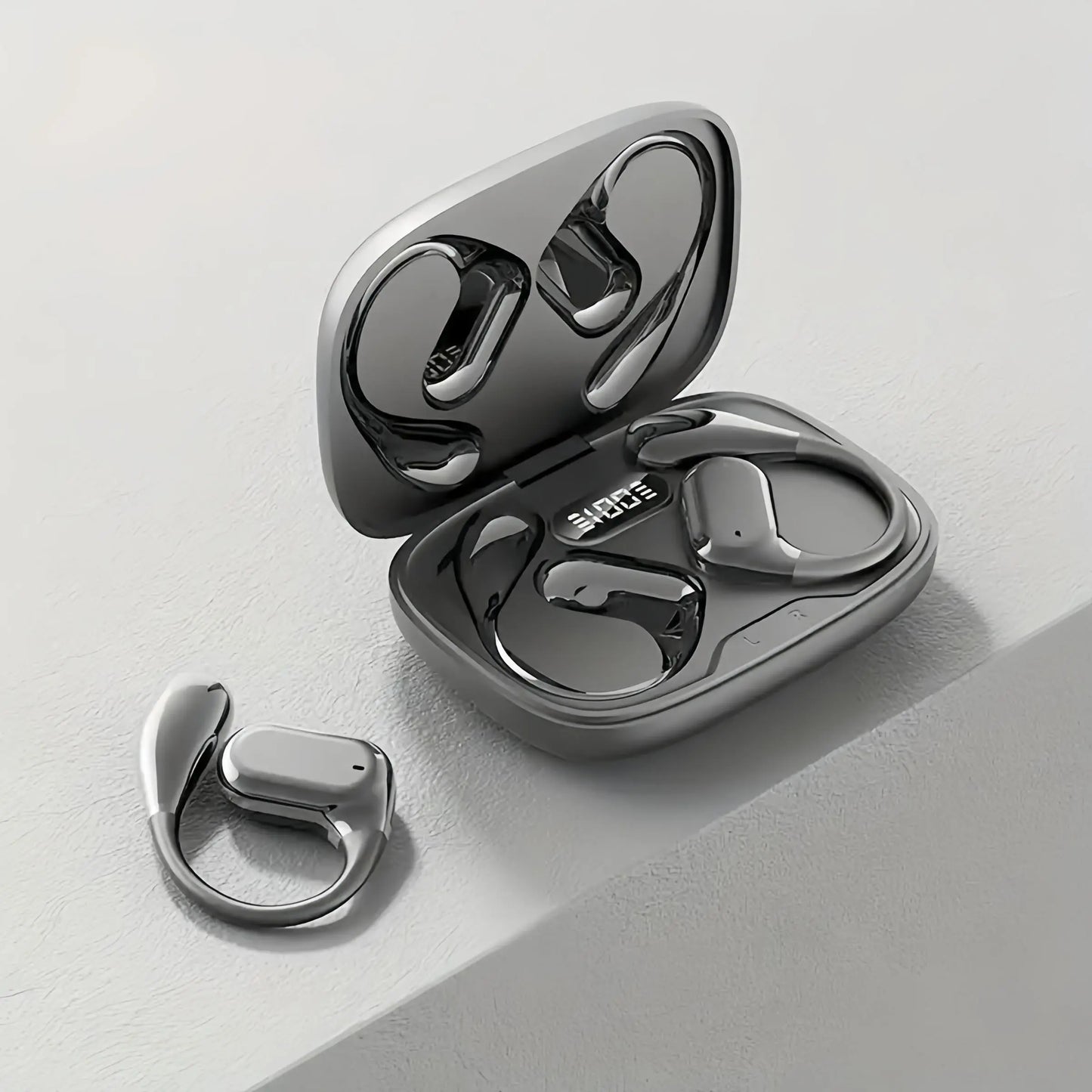 Wireless Open-Ear Earphone – Noise-Cancelling with Touch Control, Volume Control, USB Charging, for Gaming, Sports & Workout