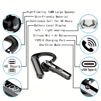 Open-Style Wireless Earphones – Long Battery, One-Touch Mute, Open-Ear Comfort