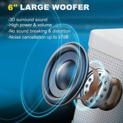 Portable Wireless Karaoke Speaker with 2 Mics – PA System, TWS, USB/AUX/TF/REC Inputs, HD Sound, Echo/Bass Control, Rechargeable, Anti-Slip, for Home, Outdoor & Travel