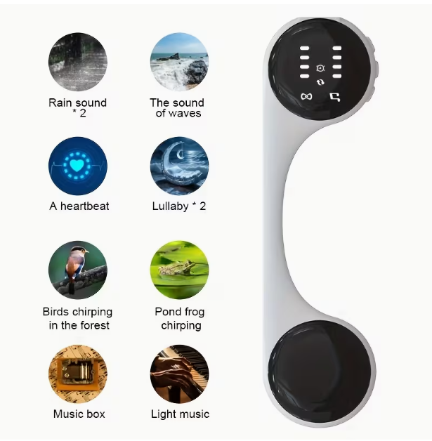 White Noise Bone Conduction Speaker – Portable Wireless, LED Display, 300mAh Rechargeable, Supports MicroSD Card, Pillow-Friendly for Travel & Sleep